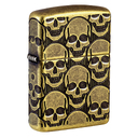 Зажигалка ZIPPO Armor® Ухмыляющиеся черепушки с покрытием античная латунь | Cackling Cranium Antique Brass, латунь/сталь, золотистая, матовая, 38x13x5 для нанесения логотипа
