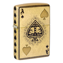 Зажигалка ZIPPO Туз черепов с покрытием Искусственно состаренная латунь на 540 | Ace of Skulls 540 Tumbled Brass, латунь/сталь, золотистая, 38x13x57мм для нанесения логотипа
