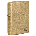 Зажигалка ZIPPO Armor® Пламя c покрытием Искусственно состаренная латунь | Flame Tumbled Brass, латунь/сталь, золотистая, 38x13x57 мм для нанесения логотипа