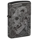 Зажигалка ZIPPO Грибы и черепа с черным глянцевым покрытием | Mushroom Skulls High Polish Black, латунь/сталь, черная, глянцевая, 38x13x57 мм для нанесения логотипа