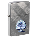 Зажигалка ZIPPO Сверкающая карта Пик с покрытием Диагональное плетение | Gleaming Spade Design Diagonal Weave, латунь/сталь, серебристая, 38x13x57 мм для нанесения логотипа