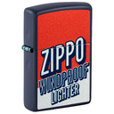 Зажигалка ZIPPO Заглавные буквы с темно-синем матовым покрытием | Color Block Design Navy Matte, латунь/сталь, синяя, 38x13x57 мм для нанесения логотипа