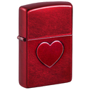 Зажигалка ZIPPO Оттиск сердца с покрытием Красное карамелизированное яблоко | Stamped Heart Candy Apple Red™,латунь/сталь,красная,глянцевая,38x13x57мм для нанесения логотипа