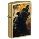 Зажигалка ZIPPO Рычащий гризли с покрытием поцарапанная латунь | Grizzly Roar Design Street Brass, латунь/сталь, золотистая, 38x13x57 мм для нанесения логотипа