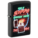 Зажигалка ZIPPO Неоновая вывеска с черным матовым покрытием | Zippo Design Black Matte, латунь/сталь, черная, матовая, 38x13x57 мм для нанесения логотипа