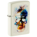 Зажигалка ZIPPO Череп с покрытием, светящимся в темноте зеленым | Skull Design Glow In The Dark Green, латунь/сталь, белая, 38x13x57 мм для нанесения логотипа