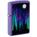 Зажигалка ZIPPO Ночь в лесу с фиолетовым матовым покрытием | Night In The Forest Purple Matte, латунь/сталь, фиолетовая, 38x13x57 мм для нанесения логотипа