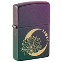 Зажигалка ZIPPO Лотос под луной с зелено-фиолетовым покрытием | Lotus Moon Iridescent, латунь/сталь, черная, 38x13x57 мм для нанесения логотипа