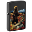 Зажигалка ZIPPO Линда Пикен «Медведь» с черным матовым покрытием | Linda Picken Black Matte, латунь/сталь, черная, 38x13x57 мм для нанесения логотипа