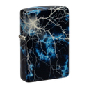 Зажигалка ZIPPO Молнии с покрытием, светящимся в темноте зеленым | Lightning Glow In The Dark Green, латунь/сталь, черная, 38x13x57 мм для нанесения логотипа