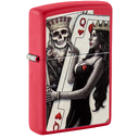 Зажигалка ZIPPO Король скелетов и королева красоты с красным матовым покрытием | Skull King Queen Beauty Red Matte, латунь/сталь, красная, 38x13x57 мм для нанесения логотипа