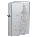 Зажигалка ZIPPO Дьявольский туз пик с покрытием сатинированный хром | Devilish Ace Satin Chrome, латунь/сталь, серебристая, 38x13x57 мм для нанесения логотипа