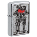 Зажигалка ZIPPO Влюбленная пара с покрытием матовый хром | Couple Love Brushed Chrome, латунь/сталь, серебристая, 36x13x57 мм для нанесения логотипа