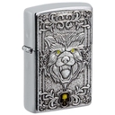 Зажигалка ZIPPO Эмблема с головой волка с покрытием матовый хром | Wolf Emblem Brushed Chrome, латунь/сталь, серебристая, 36x13x57 мм для нанесения логотипа