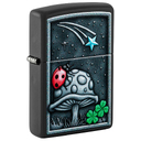Зажигалка ZIPPO Божья коровка с черным матовым покрытием | Ladybug Design Black Matte, латунь/сталь, черная, матовая, 38x13x57 мм для нанесения логотипа
