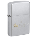 Зажигалка ZIPPO Любовь с покрытием сатинированный хром | Love Design Satin Chrome, латунь/сталь, серебристая, 38x13x57 мм для нанесения логотипа