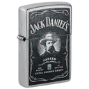 Зажигалка ZIPPO Джек Дэниэлс с покрытием поцарапанный хром | Jack Daniels® Street Chrome, латунь/сталь, серебристая, 38x13x57 мм для нанесения логотипа