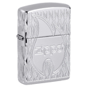 Зажигалка ZIPPO Armor® Пламя с покрытием Глянцевый хром | Flame Design High Polish Chrome, латунь/сталь, серебристая, 38x13x57 мм для нанесения логотипа