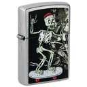 Зажигалка ZIPPO Скейтборд с покрытием поцарапанный хром | Skateboard Design Street Chrome, латунь/сталь, серебристая, 38x13x57 мм для нанесения логотипа