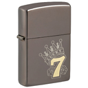 Зажигалка ZIPPO Счастливая 7 с покрытием черный лед | Lucky 7 Design Black Ice®, латунь/сталь, черная, 38x13x57 мм для нанесения логотипа