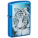 Зажигалка ZIPPO Белый тигр с глянцевым синим покрытием | White Tiger High Polish Blue, латунь/сталь, синяя, глянцевая, 38x13x57 мм для нанесения логотипа