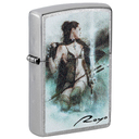 Зажигалка ZIPPO Луис Ройо с покрытием поцарапанный хром | Luis Royo Street Chrome, латунь/сталь, серебристая, 38x13x57 мм для нанесения логотипа