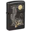 Зажигалка ZIPPO Дикий запад с черным глянцевым покрытием | Western High Polish Black, латунь/сталь, черная, глянцевая, 38x13x57 мм для нанесения логотипа