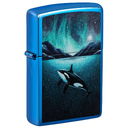 Зажигалка ZIPPO Кит с глянцевым синим покрытием | Whale High Polish Blue, латунь/сталь, синяя, глянцевая, 38x13x57 мм для нанесения логотипа