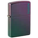 Зажигалка ZIPPO Логотип с зелено-фиолетовым покрытием | Logo Iridescent, латунь/сталь, фиолетовая, матовая, 38x13x57 мм для нанесения логотипа