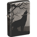 Зажигалка ZIPPO Волки с покрытием черный лед | Wolves Design Black Ice®, латунь/сталь, чёрная, глянцевая, 38x13x57 мм для нанесения логотипа