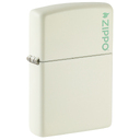 Зажигалка ZIPPO Логотип с покрытием, светящимся в темноте зеленым | Logo Glow In The Dark, латунь/сталь, белая, матовая, 38x13x57мм для нанесения логотипа