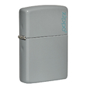 Зажигалка ZIPPO Логотип со светло-серым покрытием | Logo Flat Grey, латунь/сталь, серая, глянцевая, 38x13x57 мм для нанесения логотипа