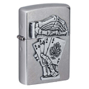 Зажигалка ZIPPO Рука мертвеца с покрытием поцарапанный хром | Dead Mans Hand Street Chrome, латунь/сталь, серебристая, 38x13x57 мм для нанесения логотипа
