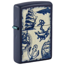 Зажигалка ZIPPO Морская с темно-синем матовым покрытием | Nautical Design Navy Matte, латунь/сталь, синяя, матовая, 38x13x57 мм для нанесения логотипа