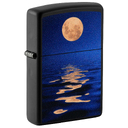 Зажигалка ZIPPO Закат луны с покрытием черный свет | Moon Sunset Black Light, латунь/сталь, чёрная, матовая, 38x13x57 мм для нанесения логотипа