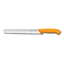 Нож для резания ломтиками VICTORINOX Swibo, лезвие с закруглённым кончиком, 25 см, жёлтый для нанесения логотипа