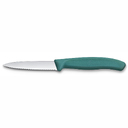 Нож для овощей VICTORINOX Швейцарская классика | Swiss Classic, лезвие 8 см с волнистой кромкой, зелёный для нанесения логотипа