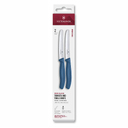 Набор из 2 столовых ножей VICTORINOX Швейцарская классика | Swiss Classic, 11 см, волнистая кромка, синяя рукоять для нанесения логотипа