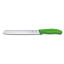 Нож для хлеба VICTORINOX SwissClassic, лезвие 21 см с волнистой кромкой, зелёный, в блистере