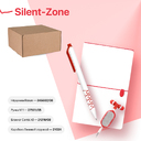 Набор подарочный SILENT-ZONE: бизнес-блокнот, ручка, наушники, коробка, стружка, бело-красный для нанесения логотипа