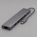 USB Type-C хаб 7-в-1, HDMI, Power Delivery, 2xUSB 3.0, RJ45, microSD/SD для нанесения логотипа