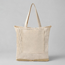 Складная сумка Jute из хлопка и джута с карманом для нанесения логотипа
