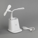 Карандашница "Smart Stand" с беспроводным зарядным устройством, вентилятором и лампой (2USB разъёма) для нанесения логотипа