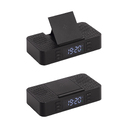 Настольные часы "Smart Box" с bluetooth колонкой (2х3Вт), беспроводным (15W) зарядным устройством и складной подставкой под смартфон для нанесения логотипа