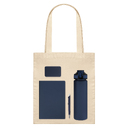 Подарочный набор Велком Пак (Welcome Pack), синий (бутылка, ежедневник, ручка, ЗУ, шоппер) для нанесения логотипа