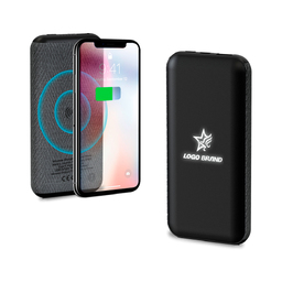 Внешний аккумулятор Stormoway, 10000 mAh с беспроводной зарядкой, черный для нанесения логотипа