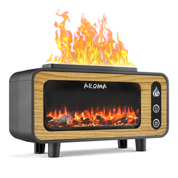 Светодиодный USB увлажнитель-аромадиффузор Vintage Fireplace, коричневый для нанесения логотипа