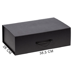 Подарочная коробка, размер 38,5*26*10,5 см, Solution Prestige Big Case Soft с магнитным клапаном и ручкой , с EVA ложементом 36,8*25,1*4 см под индивидуальную вырубку  , черная, для нанесения логотипа