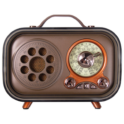Ретро радио в стиле радиолы, диапазон частот  AM FM SW, USB, Bluetooth, Heritage Memories, со светодиодной подсветкой, цвет коричневый для нанесения логотипа