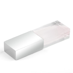 Флеш накопитель USB 2.0 Кристалл, металл/стекло, прозрачный/серебристый, подсветка белым, 32 GB для нанесения логотипа